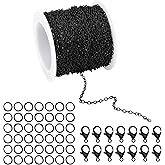 Forise 30 Feet Cable Chain Necklace 2mm Cable Links Chain for DIY Jewelry Making,Necklace Chains Set with 20Pcs Lobster Clasps 50Pcs Jump Rings