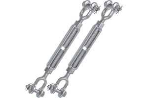 US Cargo Control Jaw and Jaw Turnbuckles 5/8" x 6" (2-Pack), 3,500 LBS Working Load Limit, UNC Thread Hot-Dipped Galvanized Turnbuckle Heavy Duty for Wire Rope, in-Line Pulls & Tension Applications