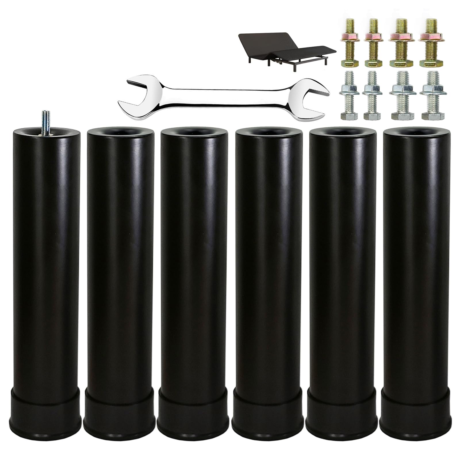 Photo 1 of 11 Inch Metal Adjustable Bed Base Frame Leg Replacement Heavy Duty Extra Height Leg Compatible with 93% of Frameworks Such as M8 M10 Thread (Set of 6)