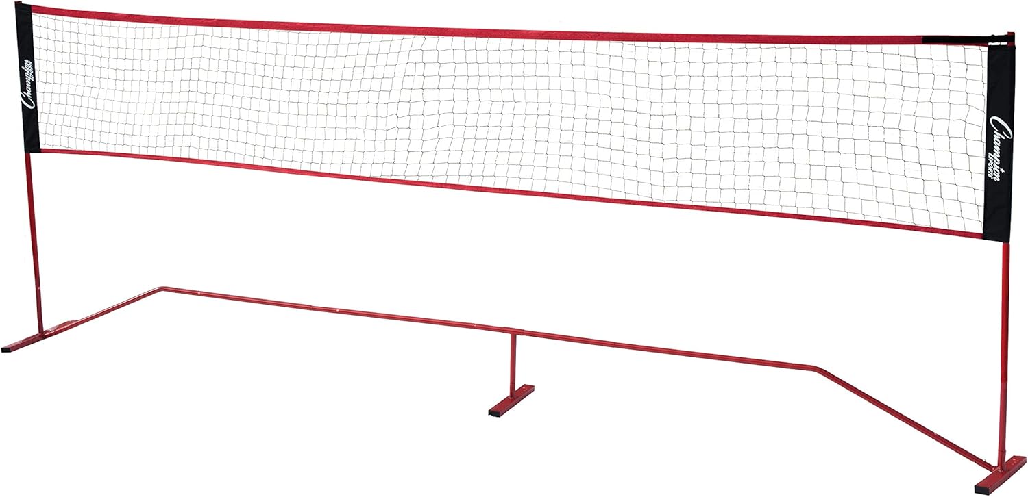Champion Sports Portable Volleyball Net: Adjustable 18 Foot Racquet Sport, Tennis, Badminton, and Game Net - Yellow : Sports & Outdoors