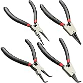 4 PCS Small Snap Ring Pliers Set Mini Internal &amp; External Circlip Plier with Straight/Bent Jaw C Clip Pliers with Spring
