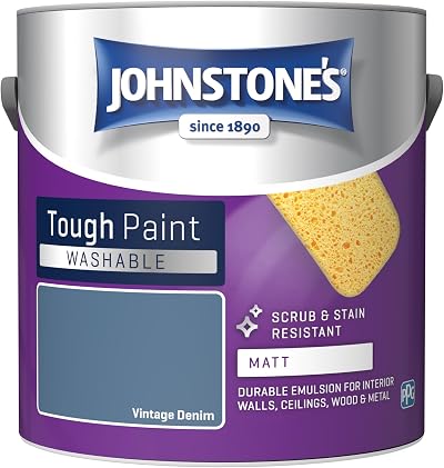 Johnstone's Vintage Denim Washable Matt Emulsion Paint 2.5L Stain Resistant