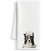 FISWAFY Border Collie Gifts Bathroom Hand Towels, Border Collie Gifts for Women Dog Lovers Decorative Hand Towels for Bathroom Washroom, Funny Dog Kitchen Dish Tea Towels, 16x24 Inch