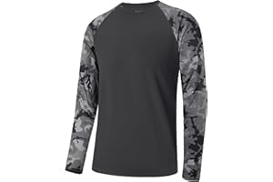 FISHEAL Long Sleeve Fishing Shirts for Men, UPF 50+ Camo Sun Protection Rash Guard, UV Shirt for Swimming Hunting Outdoor