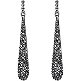 BriLove Wedding Bridal Elegant Crystal Beaded Teardrop Long Dangle Earrings for Women