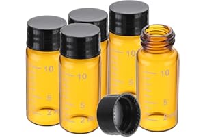 PATIKIL Small Glass Sample Bottles with Lids, 5 Pcs 10ml Amber Glass Vials with Black Screw Caps Mini Leak Proof Reagent Seal