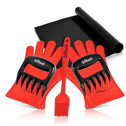 Superior Value Set Silicone Bbqcooking Gloves Plus Grill Mat Plus Meat Claws Plus Silicone Baster Plus Ebook W 300 Recipes Impress Your Family And
