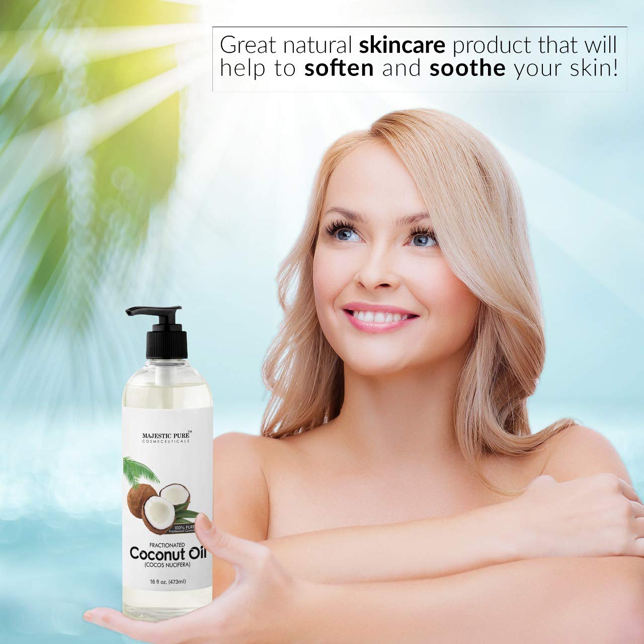 Majestic Pure Fractionated Coconut Oil, For Aromatherapy Relaxing Massage, Carrier Oil for Diluting Essential Oils, Hair & Skin Care Benefits, Moisturizer & Softener - 16 Ounces (Packaging May Vary) : Beauty