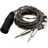 Youkamoo 4 Pin XLR Balanced 8 Core Braided Silver Plated Audio Replacement Cable Compatible with Hifiman HE4XX, HE-400i Headphones (2 x 3.5mm Version)