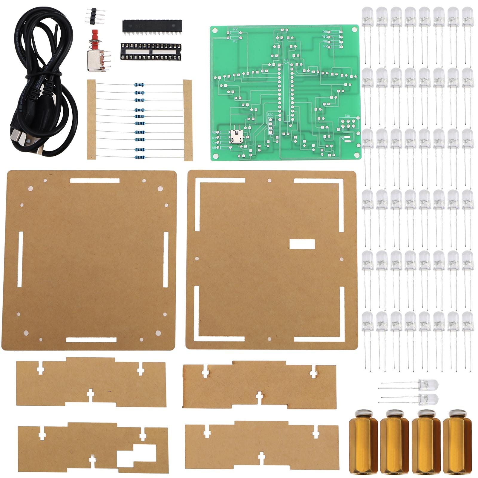 VGOL Star-shaped DIY Electronic Soldering Kit Project LED Soldering Practice Set Circuit PCB Boards with Case & USB Cable for Welding Beginners