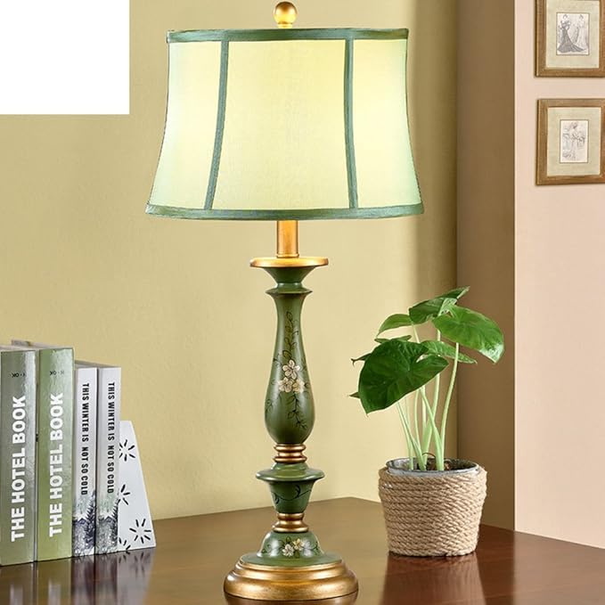 Solid wood European style Table lamp,Bedroom Bedside nightstand lamp study Living room Reading