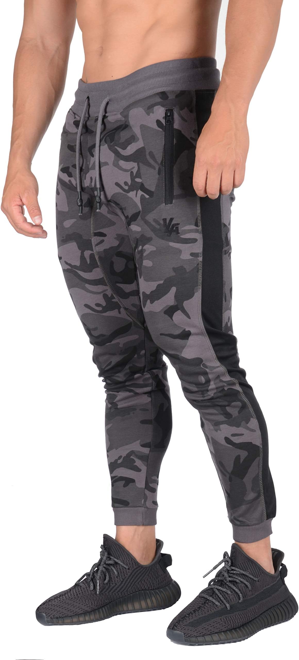 Skinny Mens Joggers | Tapered Gym Pants | Slim Fit Track Sweatpants | Side Stripes and Pockets 211
