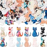 Bucherry 40 Pcs Cat Charms for Jewelry Making Crafting Acetate Cat Beads Cute Pet Charms Colorful Assorted Pendant for DIY Crafting Bracelet Keychain Necklace Earrings