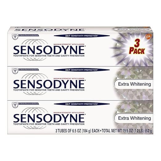 Sensodyne Extra Whitening Sensitivity Toothpaste For Sensitive Teeth Whitening 6 Ounce Pack Of 3