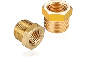 ZOUNI 2pcs Brass Reducer Hex Bushing, 3/4" NPT Male to 1/2" NPT Female Heavy Duty Brass Threaded Pipe Fitting Reducer Adapter (3/4"MNPT - 1/2"FNPT)