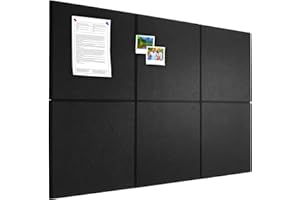 Large Cork Board Alternative 36" X 24" Bulletin Board - 6 Pack Removable Felt Wall Tiles with 15 pushpins, Large Cork Boards 