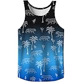 Men's 3D Graphic Tank Top, Summer Beach Sleeveless Novelty Tee, Breathable Rave Tank Top