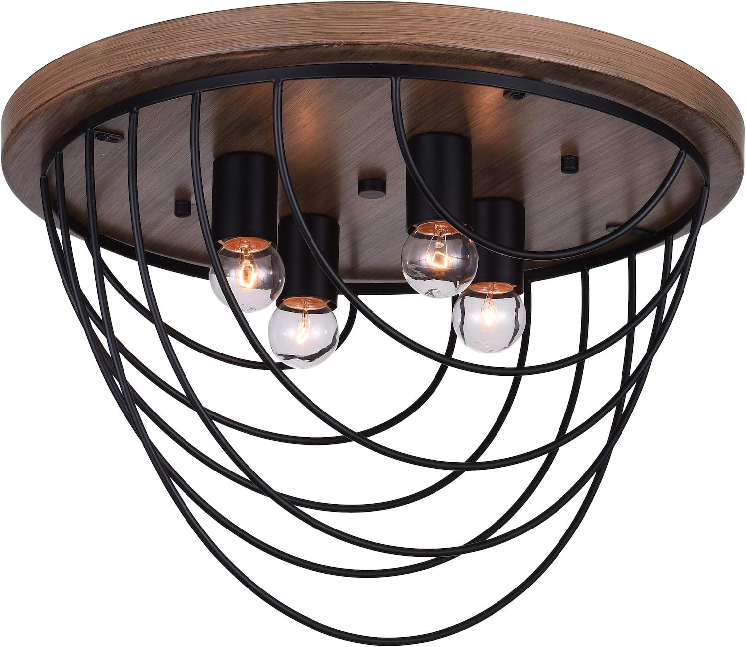 4 Light Flush Mount with Black Finish