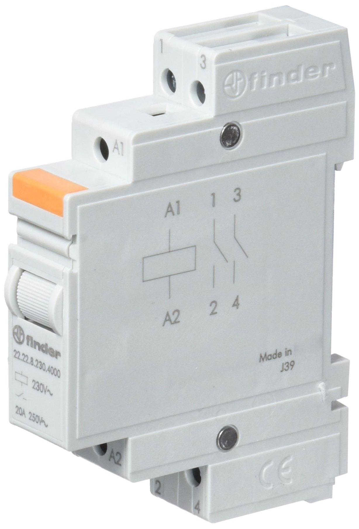 Finder 222282304000PAS Modular Relay 230 Vac 2 NO 20 A AgSnO2