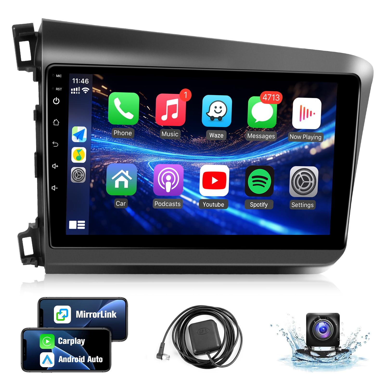Photo 1 of Leadfan Car Radio for Honda Civic 2012 2013 2014 2015 Stereo Replacement with Wireless Carplay Android Auto, 9'' Touch Screen GPS Navigation WiFi Bluetooth Backup Camera MirrorLink SWC 2+32G