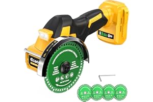 Ecarke Cordless Cut Off Tool Compatible with DeWalt 20V Battery, 4" Circular Saw Brushless Motor with Blades, 18,000 RPM Mini Cut Off Tool Kit for Wood/Metal/Plastic/Tile/Stone Cutting, NO BATTERY