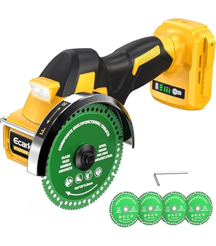 3-Inch Mini Circular Saw – Cordless Cut Off Tool Compatible With DeWalt 20V MAX Battery (Tool Only), Pure Copper Motor, 19500 RPM, Adjustable Depth & Dust Cover