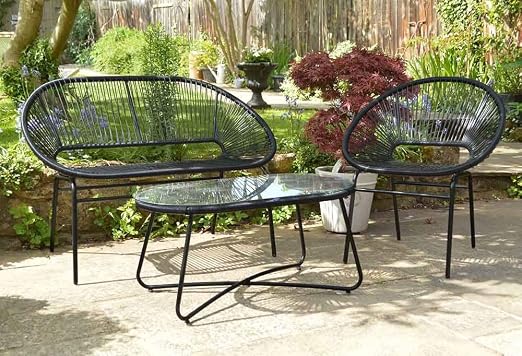 Sue Ryder String Garden Outdoor Furniture Sofa Chair And Coffee Table Set Black Amazon Co Uk Garden Outdoors