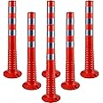 VEVOR Traffic Delineator, 6 PCS Posts Channelizer Cone, Delineator Post Kit 30” in Height, PU Traffic Post, Orange Safety Cones, Portable Spring Posts with Base, Barrier Cones with Reflective Bands