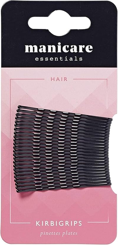Manicare Kirbigrips Black 5cm Pack of 24 - Waved Bobby Pins for Updos