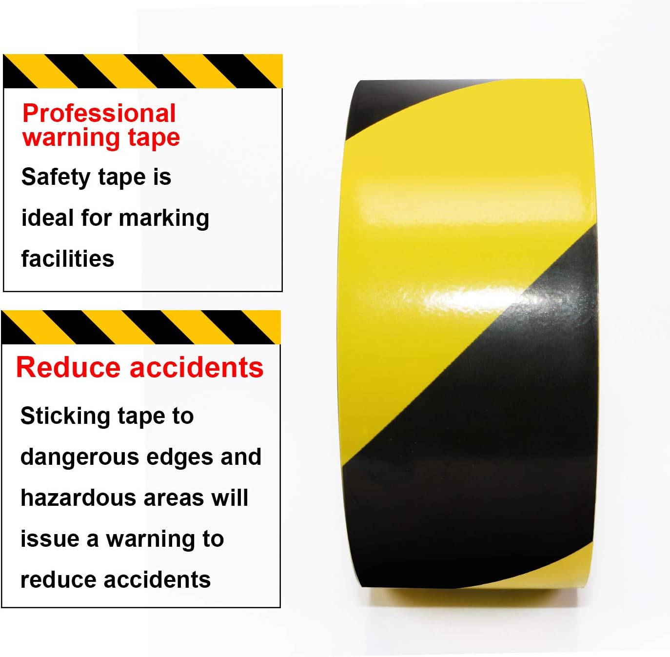 BLIGO Hazard Warning Safety Stripe Tape, 2 Inch x 36 Yards, Black and Yellow, High-Visibility, Marking Floors, Walls, Steps, Caution Dangerous Zones, 2 Rolls: Home Improvement