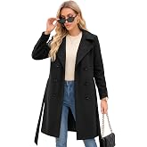 Steve Madden Trench Coat for Women - Double-Breasted Long Winter Faux Wool