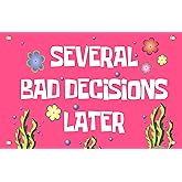 salmophy Several Bad Decisions Later Flag 3x5 ft Cool Funny Flags For Room Guys Meme Flags Banner College Dorm Bedroom Wall Man Cave Frat Tapestry Pink