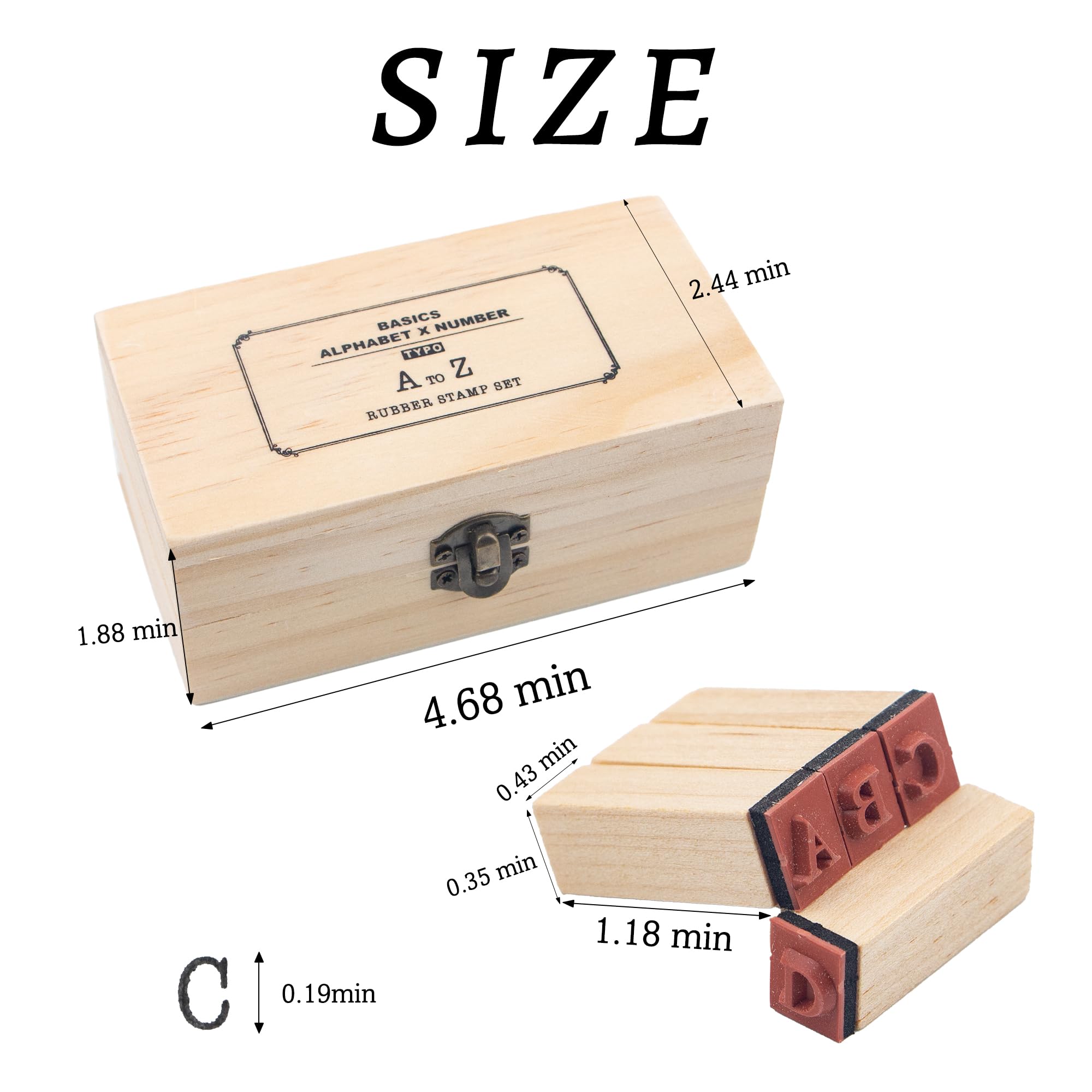 36 Pcs Small Wooden Rubber Stamps, Wooden Box Multipurpose Number Alphabet Letter Wood Rubber Stamp for Card Making, DIY Craft, Scrapbooking Supplie, etc