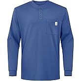 VANLENS FR Shirt for Men Flame Resistant Shirt NFPA2112 CAT2/HRC2 5.5oz Light Weight Long Sleeve Henley Shirts