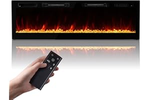 Electric Fireplace Wall Mounted 60" Realsmart 1500W Insert Fireplaces Recessed Heaters 3 Heating Modes Slim Black Fireplace Remote Control Touch Screen Timer 10 Flame Colors LED Decor Low Noise