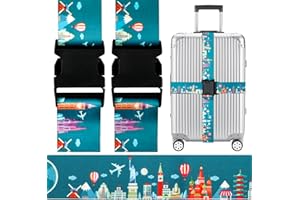 Adjustable Travel Luggage Strap Suitcase Belt Travel Bag Accessories 1.96 in W x 6.4 ft L (2 Pack)