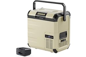 EENOUR D18 12 Volt Car Refrigerator, Portable Freezer with Detachable Battery 19Qt/18L, Battery & Solar Powered Cooler, -4~50℉, 12/24V DC, 110~240V AC, 12V Fridge for Camping, Road Trips, RV, Truck