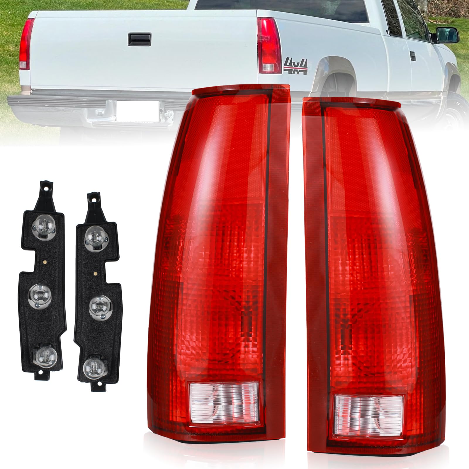 Photo 1 of Boine Tail Light Compatible With 1988-1999 Chevy GMC Silverado Sierra C/K 1500 2500 3500 Suburban Tahoe Blazer Yukon Cadillac Escalade Driver and Passenger Side (Red with Circuit Board)