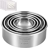 5 Pcs Stainless Steel Cookie Cutters Set, Graduated Round Biscuit Cutter | Dishwasher safe, Professional baking tools used fo