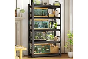 Notmise Fish Tank Stand Corner Adjustable Storage Organizer for Reptile Terrarium, Metal Shelving for Snake Bearded Dragon, Open 5 Tier Aquarium Stand, Fish Tank Not Included (47.24" W×18" D×78" H)