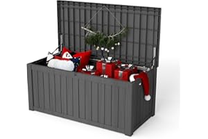 Yardgrace 200 Gallon Outdoor Storage Box Waterproof, Resin Deck Boxes with Lockable Lid & UV-Resistant for Patio, Pool, Garden Furniture Cushions & Accessories, Black