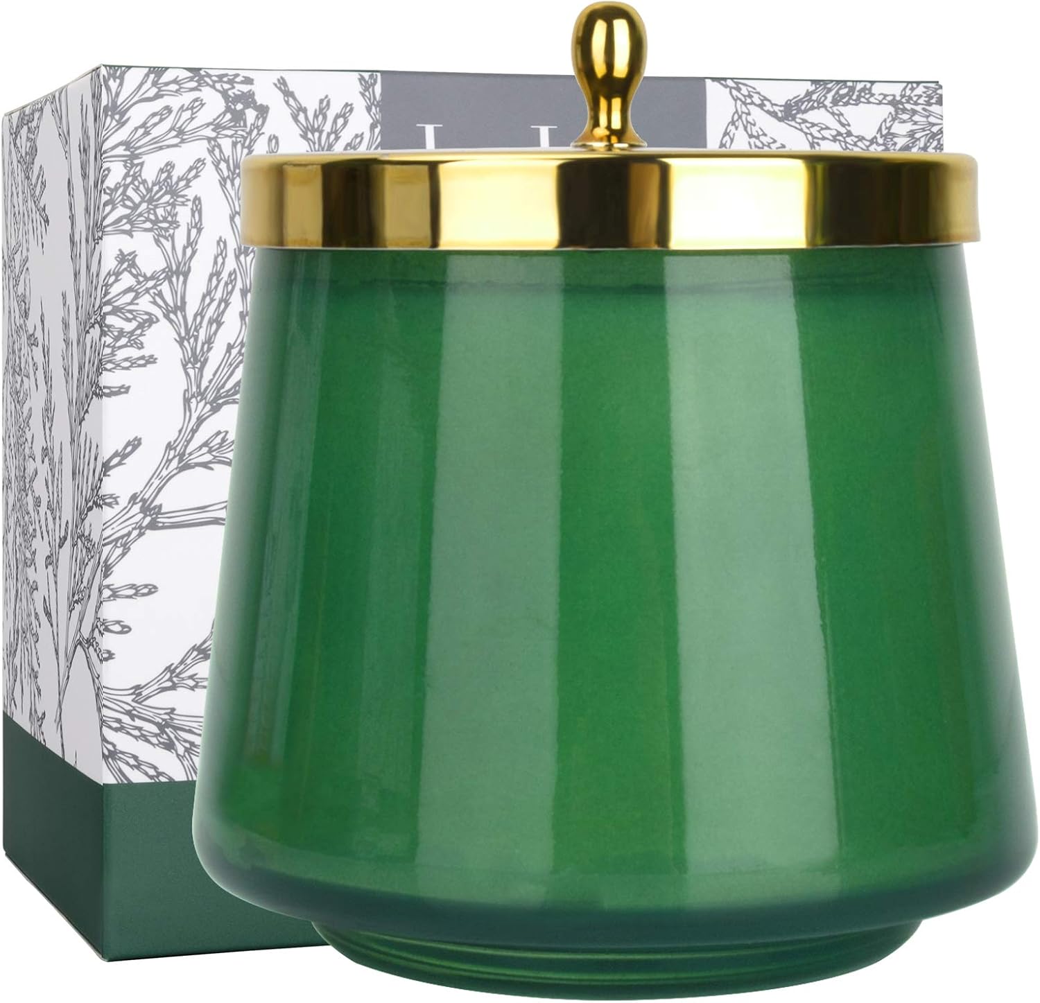 Candles & Holders - LA JOLIE MUSE Cedar Pachouli Candle, Christmas Candles for Home Scented, Cedar Candle for Winter, Holiday Candle Gift, Green Glass Jar Candles, Natural Soy Candles, 75 Hours 12.3 Oz