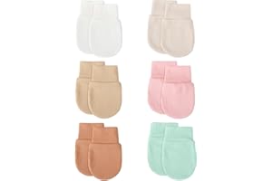 BQUBO 6 Pairs Newborn Baby Boys Girls Mittens 0-6 Months Unisex-Baby Infant Mittens Elastic No Scratch Wrist Gloves