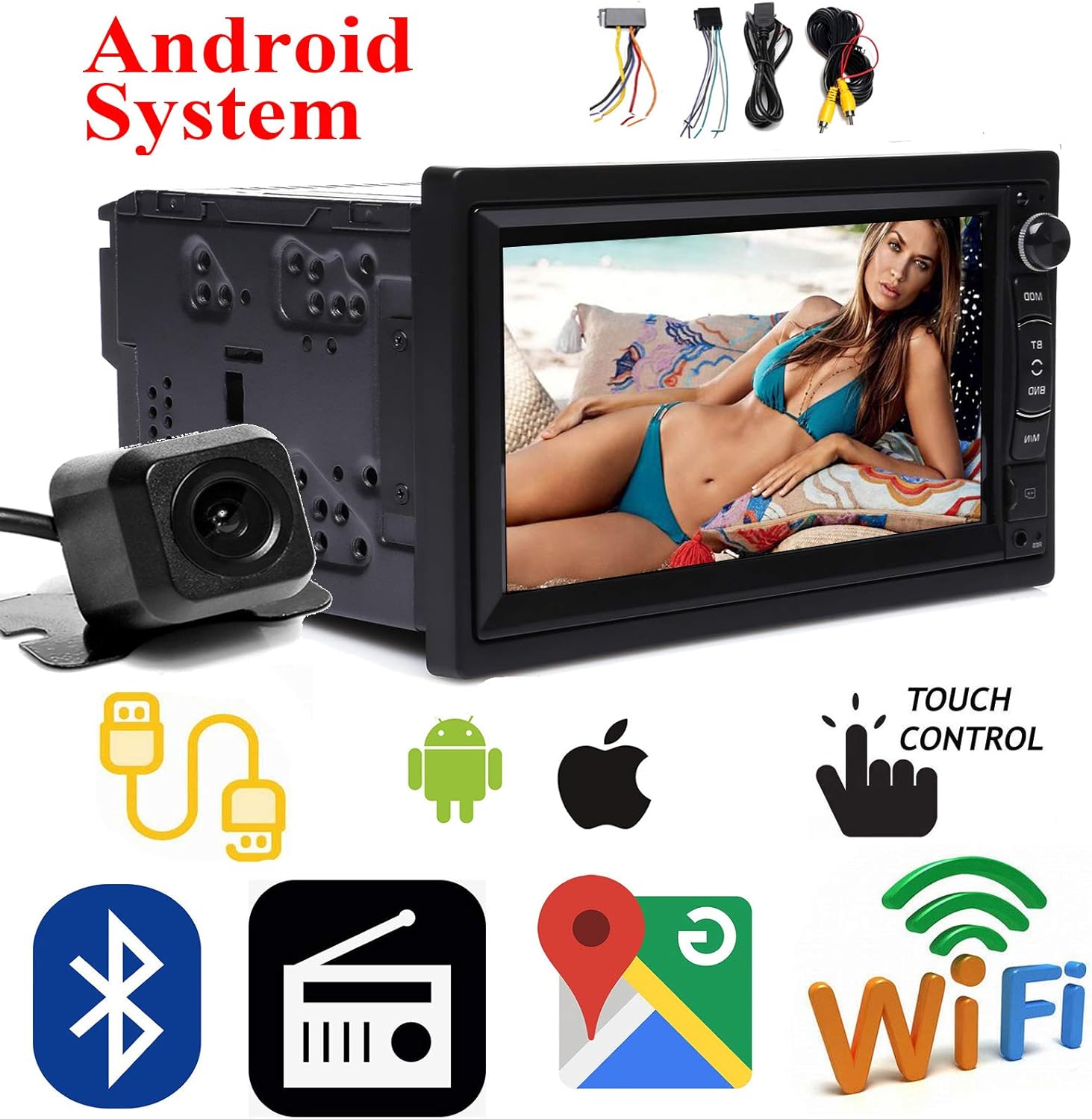 For 2005-2018 Suzuki SX4 Android 5.1 Auto Car Stereo Double Din, WiFi Connection, Support Fastboot, Mirror Link, SWC, Free Camera, AUX, USB, Subwoofer,7 inch Bluetooth,Touch Screen MP5 Player