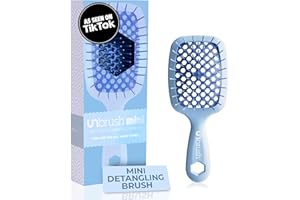 FHI Heat UNbrush Mini Detangler Brush for Pain-Free Brushing on All Wet or Dry Hair Types — Durable Duoflex Anti-Static Bristles, Lightweight Handle, Vented Mini Hair Brush
