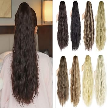 Amazon Com 21 Long Corn Wave Ponytail Synthetic Claw Ponytail