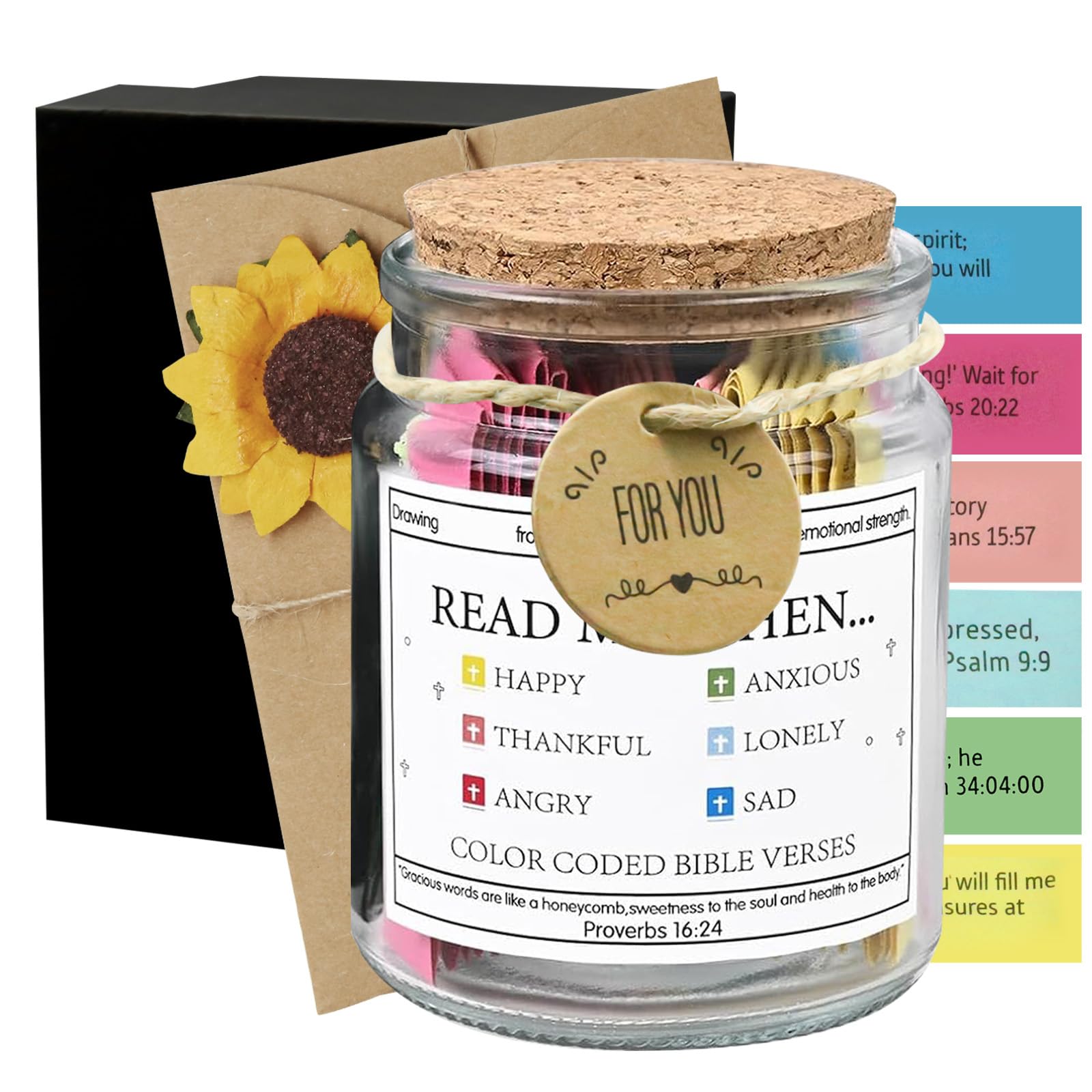 CANIPHA Bible Verse Jar, Read Me When Bible Verses Jar the Hope Bible, with 90 Coloring Scriptures, in a Verses for Emotions and Feelings, Christian Gifts (An Envelope)