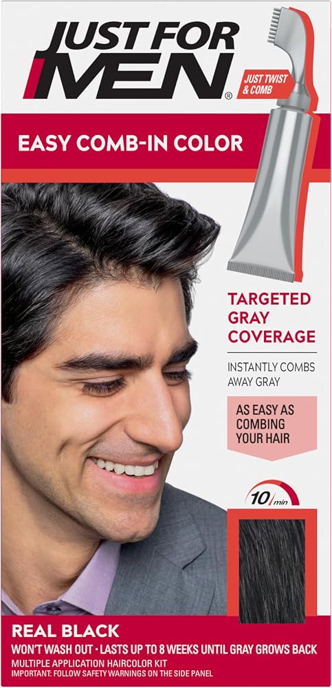 Just For Men Touch of Gray, Mens Hair Color Kit with Comb Applicator for Easy Application