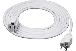 Clear Power 12 ft Indoor/Outdoor Extension Cord 16/3 SJTW, White, Water & Weather Resistant, Flame Retardant, 3 Prong Grounded Plug, CP10205