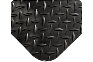 Wearwell 495.916x3x16BK Diamond-Plate Select Mat, 16' Length x 3' Width x 9/16" Thick, Black